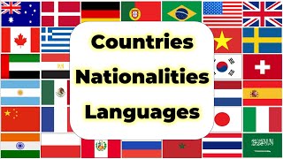 Countries Nationalities amp Languages in English  English Vocabulary [upl. by Feirahs]