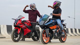 2024 KTM Rc200 Vs R15M Race  Comparison [upl. by Ynavoeg780]