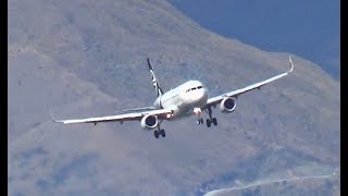 Awesome Late Turn Air New Zealand A320 Landing Queenstown Airport  ZKOXD [upl. by Leiand]