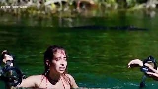 Alligator attack Gator bites womans head as shes snorkeling in Florida river [upl. by Akcebar]