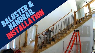 Square Mortising Hardwood Treads Iron Baluster Installation and Handrail Installation [upl. by Arlie]