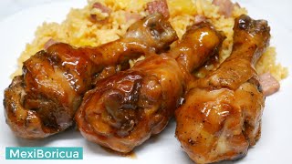 COMO HACER POLLO EN SALSA BBQ  Receta facil y rapida sin horno [upl. by Isleen]