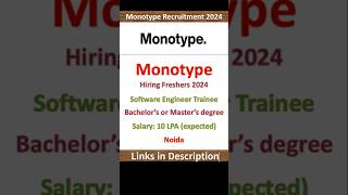 Monotype Hiring Freshers 2024  Software Engineer Trainee  Noida  Fresher Jobs  IT Jobs [upl. by Nahtad]