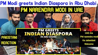 Reaction on AhlanModi PM Modi greets Indian Diaspora in Abu Dhabi [upl. by Azal961]