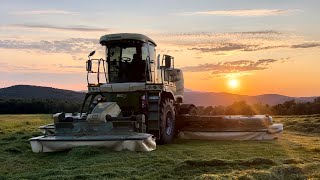 Krone Big M 450 mowing heifer feed into the sunset [upl. by Jeavons242]