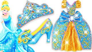 Play Doh Sparkle ✨ Cinderella Disney Princess Shoes High Heels Dress Crown Castle Toys [upl. by Noral]