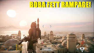 Star Wars Battlefront 2  Boba Fett going on a rampage on Tatooine Galactic assault [upl. by Yenot517]