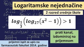 Logaritamske nejednačine  prijemni ispit za upis na farmaceutski fakultet 2014 [upl. by Leemaj]