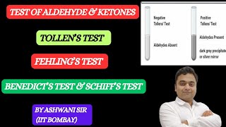 TOLLENS FEHLINGS BENEDICT S amp SCHIFFS TEST FOR ALDEHYDES  ALDEHYDE KETONE CHEMISTRY CLASS 12 [upl. by Everett]