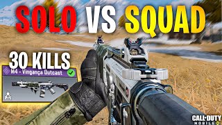 MOSTRANDO MEU LOADOUT DE M4 NO SOLO VS SQUAD 30 KILLS  COD MOBILE  BATTLE ROYALE [upl. by Nnaeirrac]