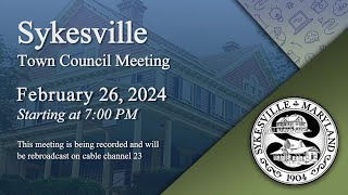 Sykesville Town Council Meeting 2262024 [upl. by Boudreaux103]