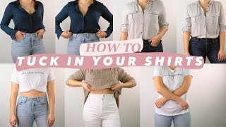 How to tuck in a shirt Tshirt chunky sweater button down shirt  Valentina Arjona [upl. by Mihsah638]