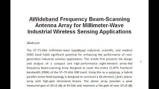 AWideband Frequency Beam Scanning Antenna Array for Millimeter Wave Industrial Wireless Sensing Appl [upl. by Pardoes]