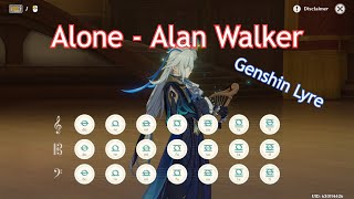 Alone  Alan Walker  Genshin Impact Lyre [upl. by Enialed435]