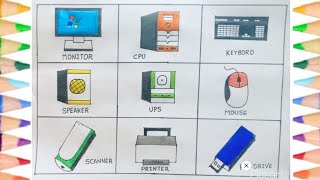 Computer parts Drawing  How To Draw Easy Computer Parts  computer computerparts [upl. by Fini245]