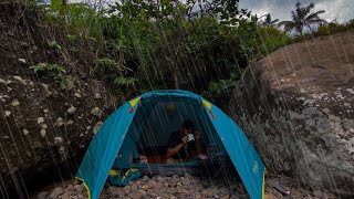 solo camping heavy rain and nonstop storms sleeping in a comfortable tent asmr relaxing [upl. by Ikcir]