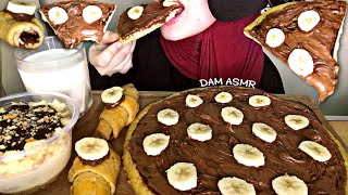 ASMR NUTELLA CHOCOLATE PIZZAPIE MINI FILLED CROISSANTSampMOIST CREAM CAKE누텔라 피자 크루아상크림 케이크MUKBANG [upl. by Gerhardine171]