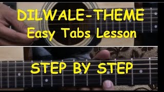 Janam Janam LeadsolointroDilwale theme Guitar tabs lesson Step by Step [upl. by Asil721]