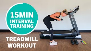 15 Minute Interval Training Treadmill Workout  Cardio amp Strength to Burn Fat and Tone Up [upl. by Ellon]