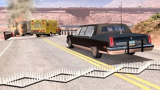 Collapsing Bridge Spike Strip Pileup Crashes 1  BeamNG DRIVE  SmashChan [upl. by Aloisia]