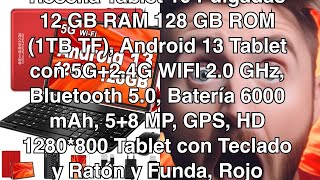 Reseña de la tablet 10 pulgadas 12 gb ram 128 gb rom 1tb tf  android 13  con teclado y ratón  y [upl. by Ailecara]