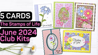 The Stamps of Life June 2024 Club Kits  Lavish Long Stem Flowers  5 Cards [upl. by Mychael]