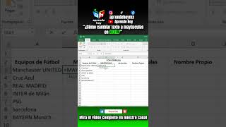 ¿Cómo cambiar texto a mayúsculas en EXCEL [upl. by Adnawat]