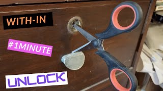 How to Unlock Drawer Without Key  Paper Clip amp Scissor [upl. by Solis]