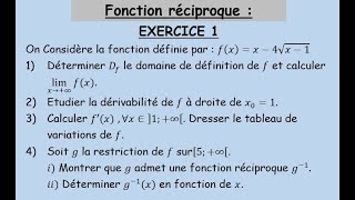 Fonction réciproque  Continuité  Exercice 1 Deuxième bac science شرح باللغتين العربية و الفرنسية [upl. by Taryn]