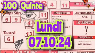 boss Demain lundi 07 octobre 2024 🙋‍♂️ base solide 💲💲100 quinte [upl. by Schwejda]