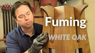 Fuming White Oak Tabouret Table with Ammonia  Ammonium Fumes for Woodworking Furniture DIY Projects [upl. by Nyltiac]