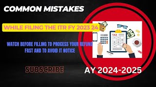 Common Mistakes while Filing the ITR FY 2023 24 II ITR File करते हुवे ये गलतिया ना करे I carajendra [upl. by Kurzawa]