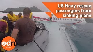 US Navy rescue passengers from sinking plane [upl. by Lasorella370]