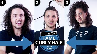 ✅ How To Tame Curly Hair For Guys  Mens Curly Hairstyles [upl. by Atiroc30]