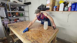 Fire resistant OSB shop table top hack Water Glass Sodium Silica Part 1  testing in Part 2 [upl. by Bina]