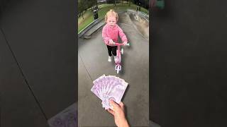 i changed her life😇 funny scooter skatepark comedy fun skate happy money cash [upl. by Bourgeois]