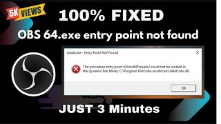 How To Fix obs64exeobs entry point not found Windows 1011 [upl. by Ellicott84]