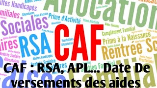 CAF  RSA APL voici le calendrier des versements des aides sociales à venir jusquen décembre [upl. by Mannuela]