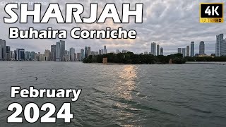 BUHAIRA CORNICHE SHARJAH Cloudy Weather  4K  Walking Tour [upl. by Skvorak]