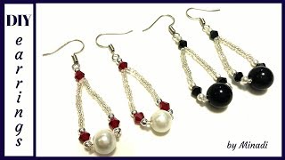 5 minutes DIY earrings Simple beaded earrings Beads earrings beginner pattern [upl. by Flam318]