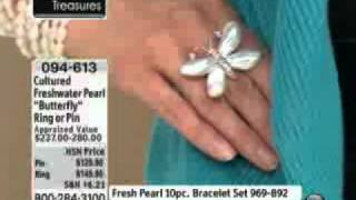 Cultured Freshwater Pearl and Multigem Sterling Silver Butterfly Ring [upl. by Aicittel]