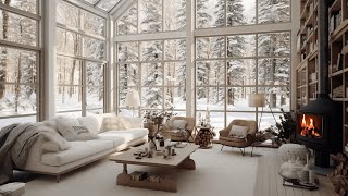 Tranquil Winter Forest Snowfall  Cozy Fireplace Ambience for Stress Relief and Better Sleep [upl. by Stew]