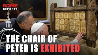 The Chair of Peter kept inside Berninis work is exhibited at the Popes request [upl. by Lowndes662]