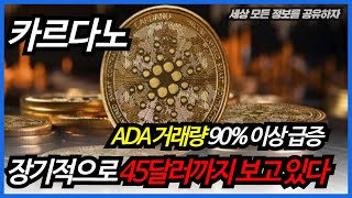 카르다노 ADA 거래량 90 이상 급증 장기적으로 45달러까지 보고 있다 ADA 상승할 수 있는 이유 분명 존재한 [upl. by Egief792]