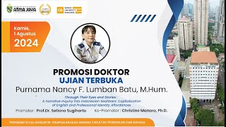 Sidang Terbuka Doktor Linguistik Terapan Bahasa Inggris  Purnama Nancy F Lumban Batu [upl. by Gherardo]