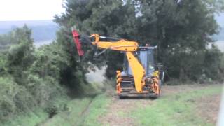 Extreme Hedge Cutting and DeLimbing with Protech Powerblade on JCB 3CX [upl. by Bary]