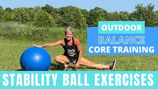 STABILITY BALL EXERCISES l OUTDOOR WORKOUT l CORE BALANCE BALL TRAINING [upl. by Biggs]