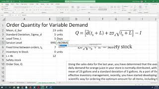 Order Quantity for Variable Demand  Economic Order Quantity EOQ [upl. by Ursulette993]