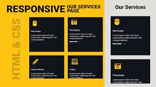 Responsive Our services page step by step tutorial using HTML amp CSS HTML CSS Our services page [upl. by Kjersti]