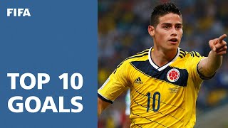 TOP 10 GOALS  2014 FIFA World Cup Brazil [upl. by Tamer]